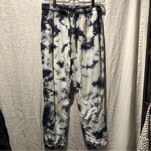 C&C California tie dye jogger sweatpants dark grey blue drawstring S